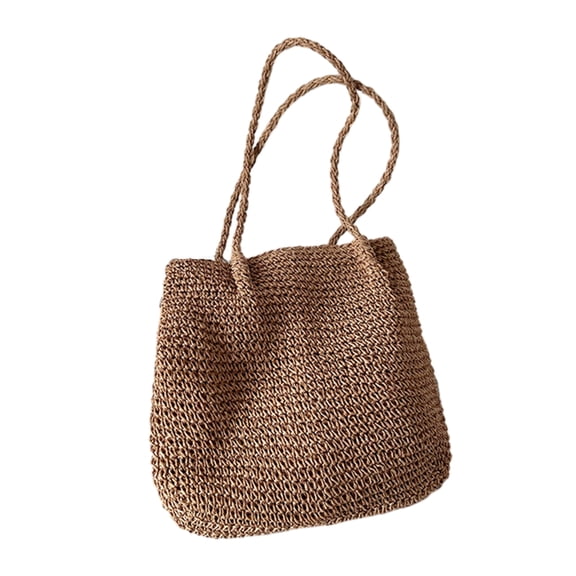 Fashion Straw Woven Bag Straw Weave Bucket Bag Large Capacity Bag Shoulder Bag