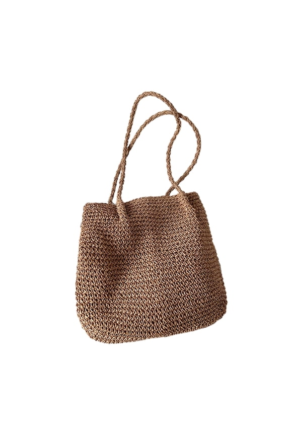 Fashion Straw Woven Bag Straw Weave Bucket Bag Large Capacity Bag Shoulder Bag