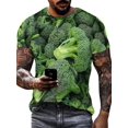 thumbnail image 1 of Fashion Street Fashion Casual 3D Realistic Broccoli Printed Short Sleeve T-Shirt Unique Vegetable Pattern Digital Printing Hip Hop Men's Clothing, 1 of 6