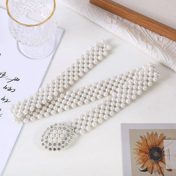 Fashion Stretch Ladies Waist Chain Female Luxury Prom Wedding Elastic Silver Golden Women Pearl Belt For Dress cinturon