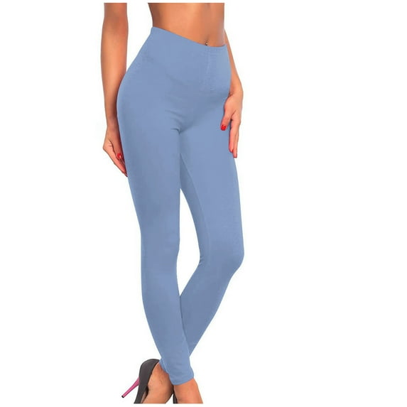 Fashion Stretch Yoga Pants for Women Solid Color High Waist Workout Tights Gym Exercise Girls Joggers(Available in Plus Size)(Blue,XL)