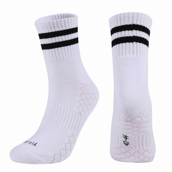 Fashion Striped Athletic Socks for Men & Women, Casual Vintage Crew Socks, All Season Socks White