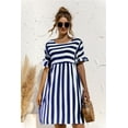 thumbnail image 1 of Fashion Striped Ruffle Tunic Short Dress, 1 of 4
