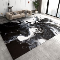 Fashion Style Area Rug, Black White Ink Texture Indoor Carpet, Modern Indoor Rugs Washable Non-Slip Breathable Durable Rug for Living Room Bedroom Playroom Decor 2ft x 3ft