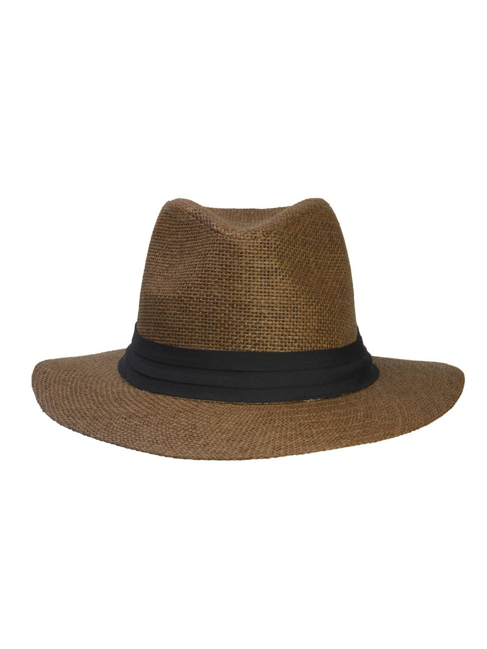 Fashion Style Banded Wide Brim Fedora Hat, Brown S/M  display picture 1
