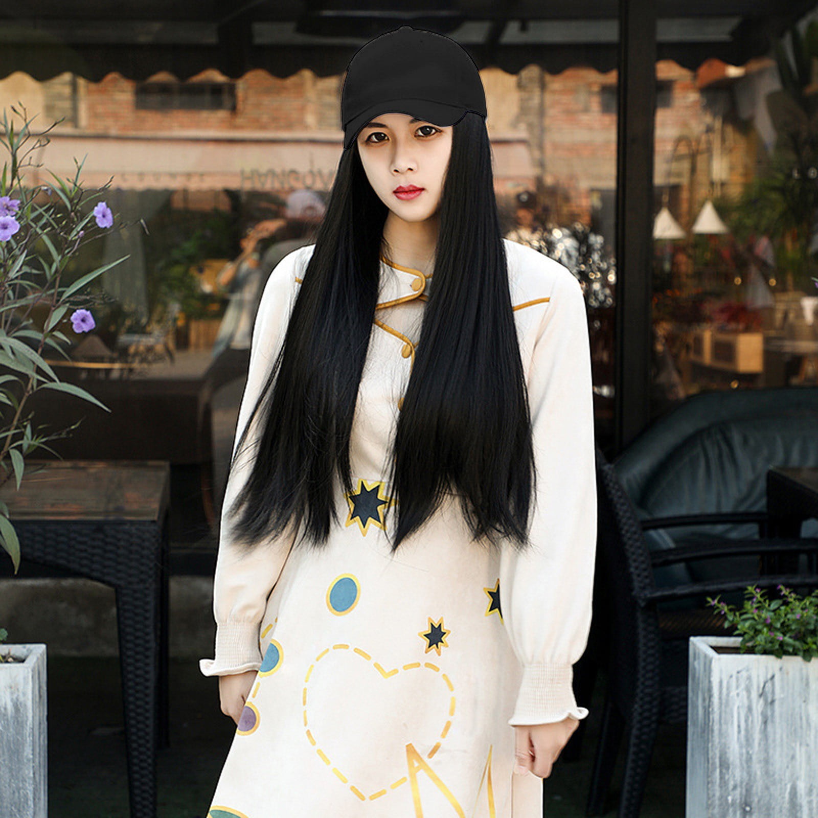 Fashion Style Heat Resistant Fiber Wig Wigs Women's Hats Wigs Black