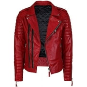 Fashion Style Mens Leather Jackets Motorcycle Bomber Biker Red Real Leather Jacket Men