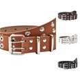 thumbnail image 1 of Fashion Stylish Double Buckle Casual Hollow Out Belt for Everyday Wear Belts for Men Formal Click Comfort Cowboy Belt Mens Belt without Holes Click Belt Leather for Men Big Tall Leather Belt, 1 of 3