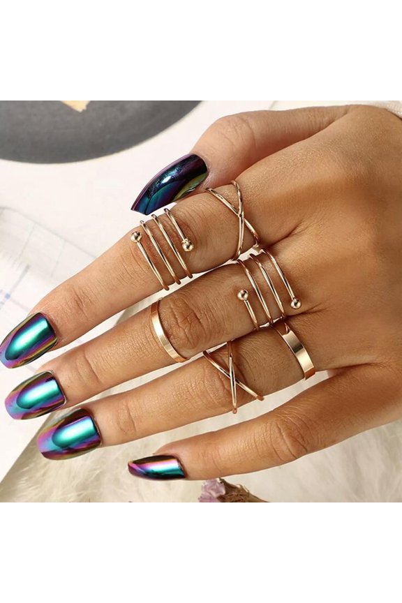 Fashion Stylist 6pcs Ring Set Simple Beauty Midi Knuckle Top of Finger Rings