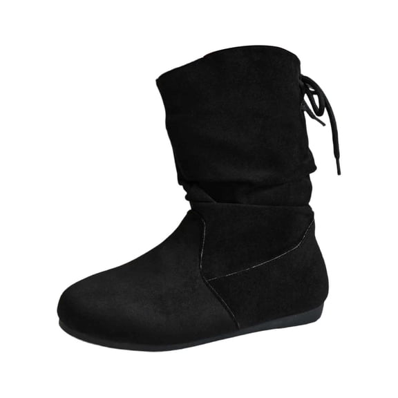 Fashion Suede Ankle Boots With Rear Lace Up Design Comfortable Casual Footwear Ideal For Autumn Winter