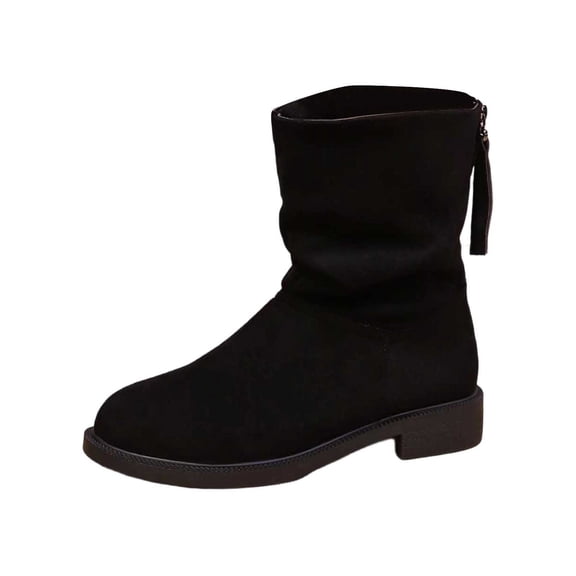 Fashion Suede Ankle Boots With Rear Zipper For Autumn Winter Comfortable Casual Heeled Booties Stylish Warm Footwear