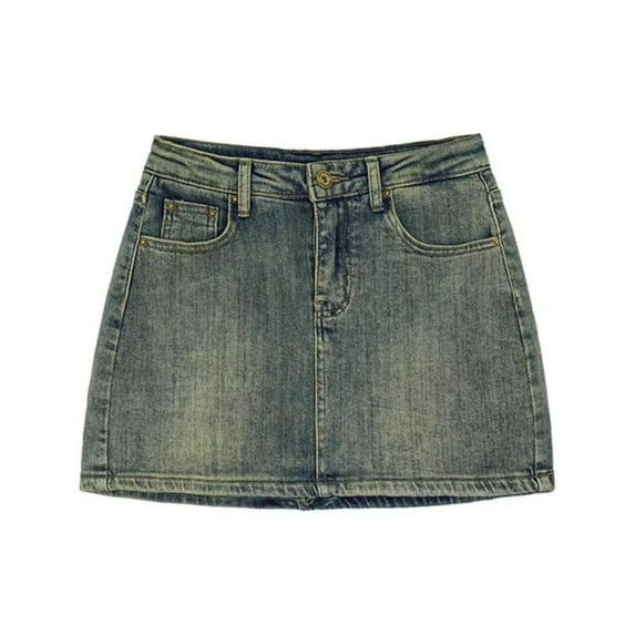 Fashion Summer High Waist 2024 Retro A-Line Mini Skirt Jean Skirt Denim Skirts Short Skirt BLUE XL