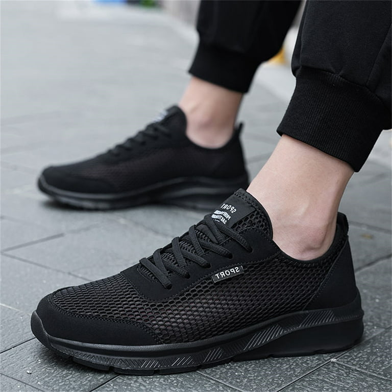 Fashion Summer Men Sneakers Breathable Mesh Lightweight Comfortable Casual Shoes Black 13, Men's