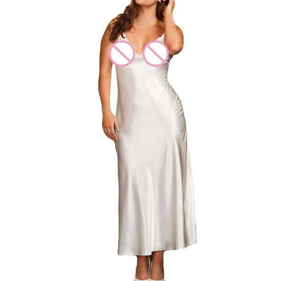 Fashion Summer Plus Size Pajamas Robe for Women Long Long Silk Kimono Dressing Gown Babydoll Lace Bath Robe Nightgowns Sleepwear White