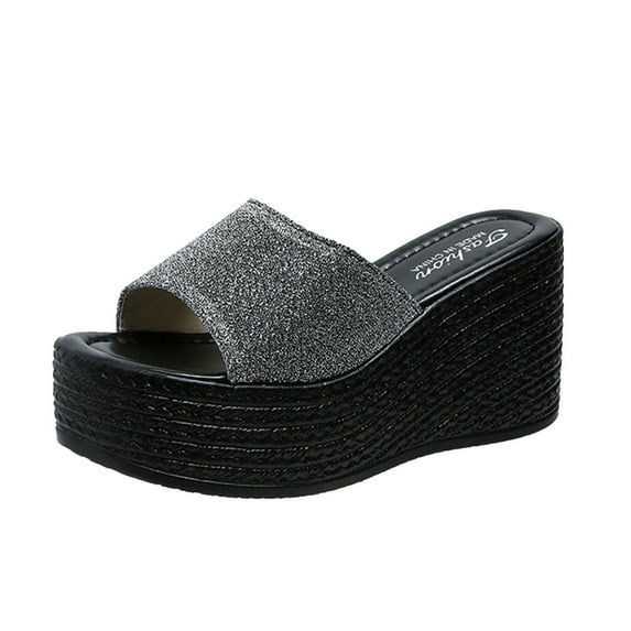 Fashion Summer Sandals Wedge Women House Shoes Slippers Heel Thick Sole Fish Women's Slippers with Arch Support Mouth Solid Color Multicolor Womens House Slippers Casual Slipper