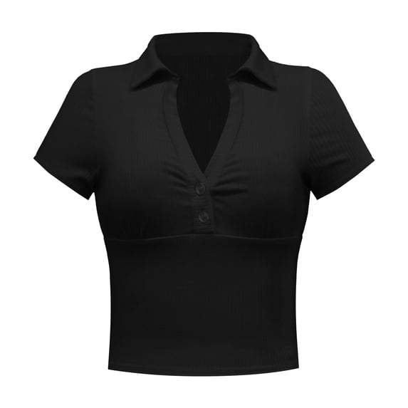 Fashion Summer Women'S Retro Chic Waist Small Shirt Tight Short Polo Short-Sleeved Casual T-Shirt Tops
