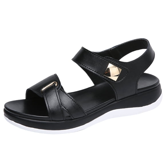 Fashion Summer Women Sandals Flat Thick Bottom Open Toe Hook Loop Solid Color Casual Wedge Sandals for Women Thong Fisherman Sandals for Women Platform Womens Thong Sandals Heel Sandals for Women