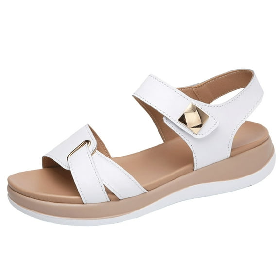 Fashion Summer Women Sandals Flat Thick Bottom Open Toe Hook Loop Solid Color Casual Wedge Sandals for Women Thong Fisherman Sandals for Women Platform Womens Thong Sandals Heel Sandals for Women