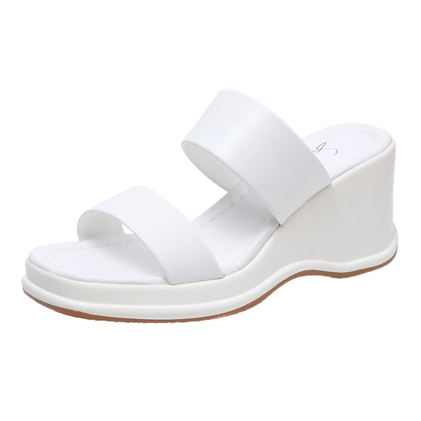 Fashion Summer Women Sandals Wedge Heel Thick Sole Solid Color Open Toe Casual Comfortable