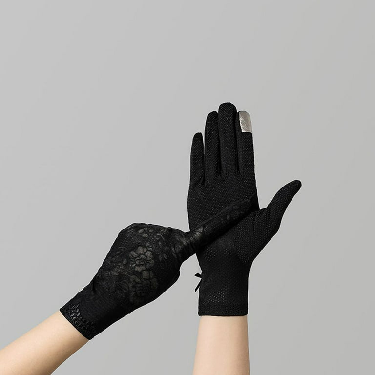 Fashion Summer Women's Ice Silk Lace Driving Gloves Sun Protection