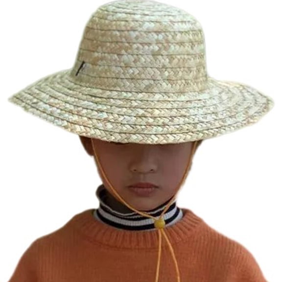 Fashion Sun Hat Handwoven Straw Fisherman Hat Unisex Boy Girl Beach Hat Headwear Breathable Sunproof Farmer Hat