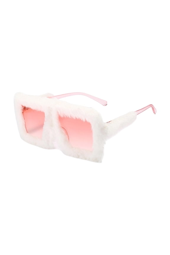 Fashion Sunglasses Eye Protectors - Oversized Vintage Polarized Lens Plush Furry Frame Party