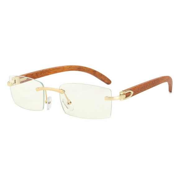 Men's Fashion Sunglasses Ultra Clear Rimless PC Frame Eyewear with High Visible Light Perspective Brown Golden Gray