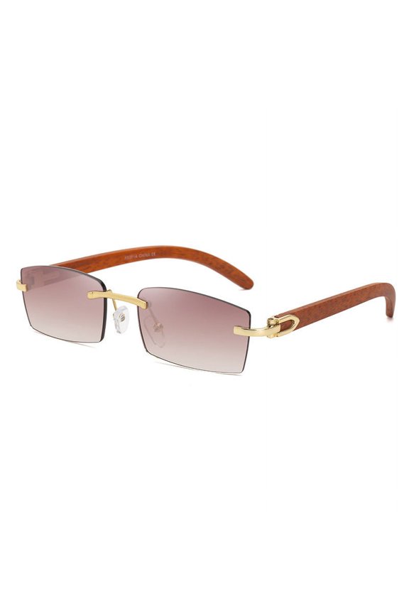 Men's Fashion Sunglasses Ultra Clear Rimless PC Frame Eyewear with High Visible Light Perspective Brown Golden Gray