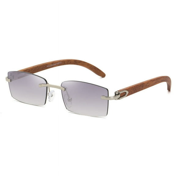 Fashion Sunglasses for Men, Rimless Ocean Piece with Diamond Trim, UV400 Protection, PC Lenses, Metal Frame, New Style