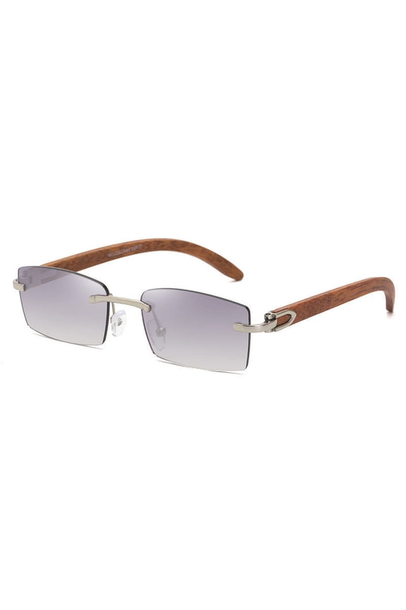 Fashion Sunglasses for Men, Rimless Ocean Piece with Diamond Trim, UV400 Protection, PC Lenses, Metal Frame, New Style