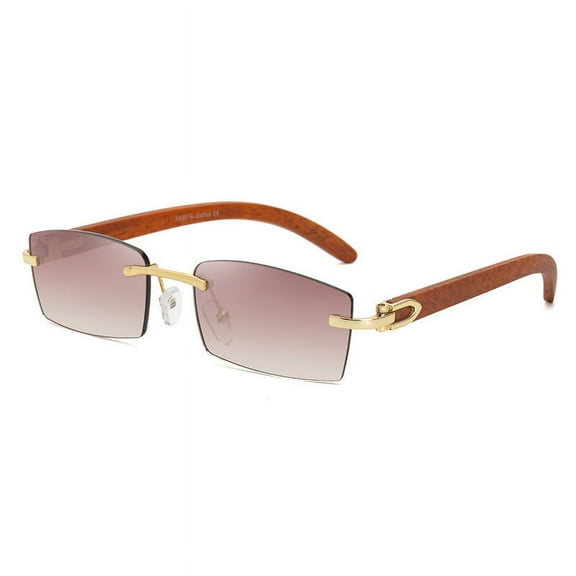 Fashion Sunglasses for Men, Rimless Ocean Piece with Diamond Trim, UV400 Protection, PC Lenses, Metal Frame, New Style