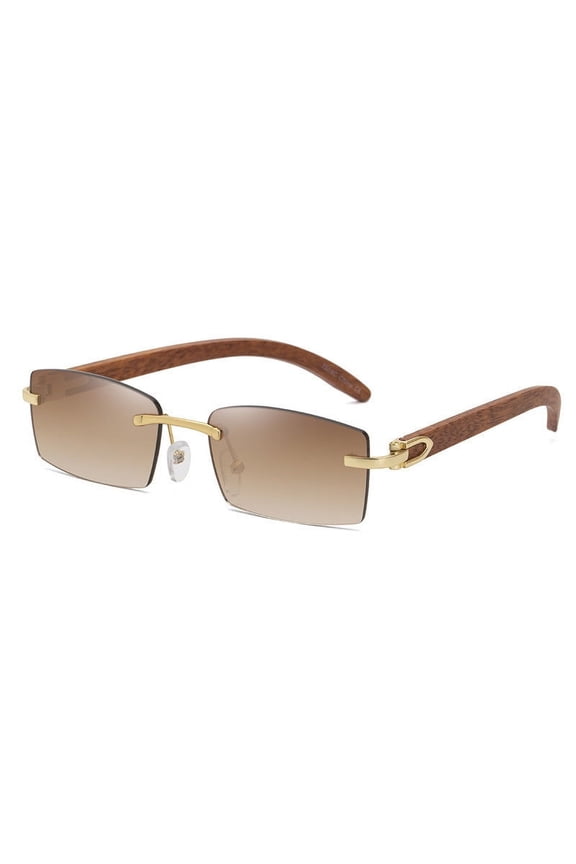 Fashion Sunglasses for Men, Rimless Ocean Piece with Diamond Trim, UV400 Protection, PC Lenses, Metal Frame, New Style