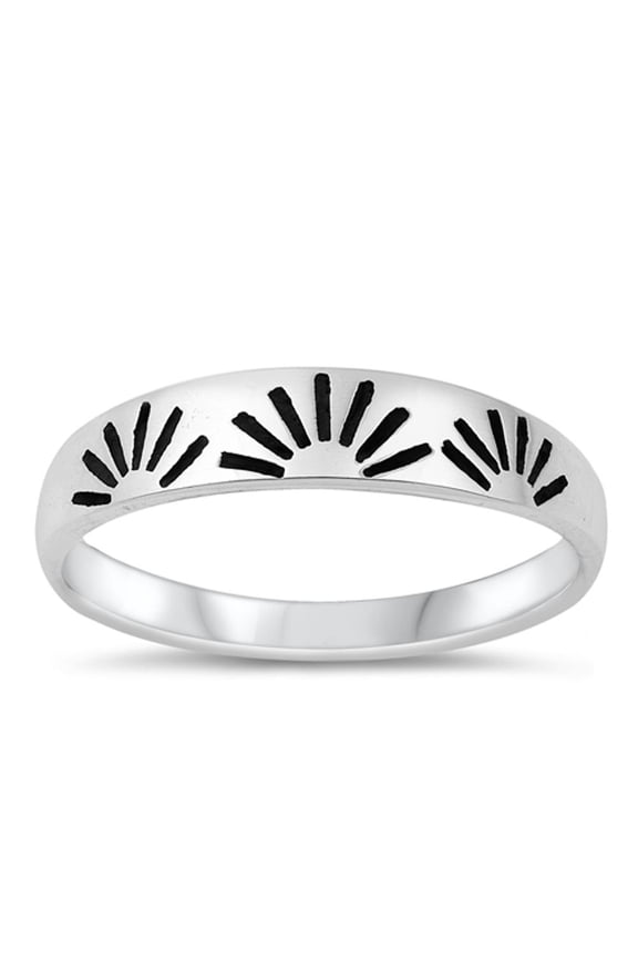 Fashion Sunrise Ring .925 Oxidized Sterling Silver Sunset Band Jewelry Female Male Unisex Size 4