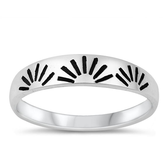 Fashion Sunrise Ring .925 Oxidized Sterling Silver Sunset Band Jewelry Female Male Unisex Size 8
