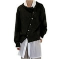 thumbnail image 1 of Fashion Sweater Cardigans for Women Fall Casual Lightweight Irregular Button Up Knit Plain Sweater Jacket Coats (XX-Large, Black), 1 of 6