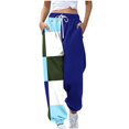 thumbnail image 1 of Fashion Sweatpants For Women Casual Color Blocked Printed Drawstring Loose Blue Jogger Sweatpants S-2XL, 1 of 6