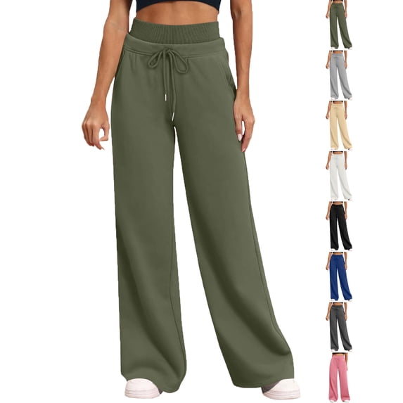 Fashion Sweatpants For Women Casual Solid Casual Elastic Waist Full Length Army Green Jogger Sweatpants S-2XL