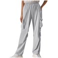 thumbnail image 1 of Fashion Sweatpants For Women Solid Color Pleated Elastic Waistband Pocket Sports Casual Gray Jogger Sweatpants S-2XL, 1 of 5