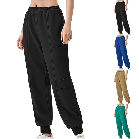 Fashion Sweatpants For Women Solid Color Sports Loose Casual Wide Leg Black Traning Track Pants Joggers For Workout S-2XL