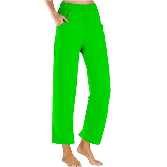 Fashion Sweatpants for Womens Elastic Waist Plus Size Cropped Pants Gradient Summer Beach Pants Crop Wide Leg Pants Loose Yoga With Pockets Save to 65% off!