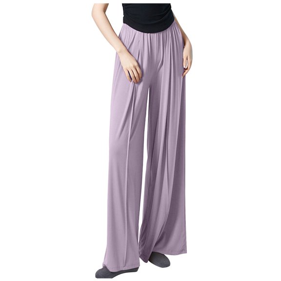 Fashion Sweatpants for Womens Elastic Waist Plus Size Pocket Summer Elastic Casual Solid Color High Waist Thin Straight Leg Casual Pants Save to 65% off!