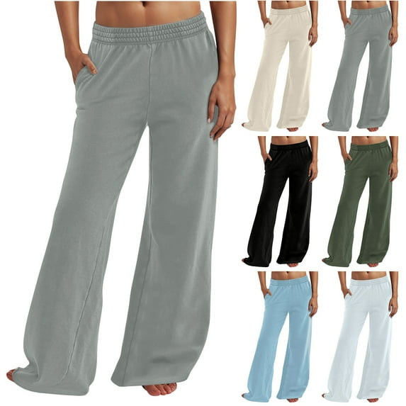 Fashion Sweatpants for Womens Plus Size Elastic Waist Casual Pants Fitness Pants Solid Color Plus Size Running Fitness Wide-leg Pants Sports Pants 50% off Clearance!