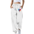 thumbnail image 1 of Fashion Sweatpants for Womens Plus Size Elastic Waist Heart-shaped Printed Sports Loose Casual Wide Leg Drawstring Pocket Sweatpants Long Pants Bleak Deal on Clearance!, 1 of 3