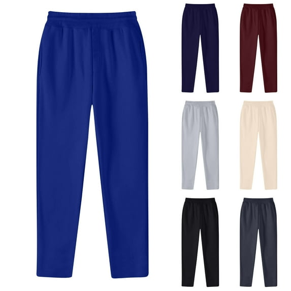 Fashion Sweatpants for Mens Baggy Plus Size Drawstring Elastic Waist Solid Color Casual Sweat Length Pants Clearance Under 10$!
