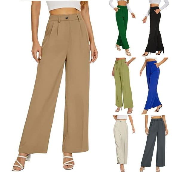 Fashion Sweatpants for Womens Elastic Waist Plus Size And Comfortable Solid Color Semi Elastic Button Up Pants Save to 65% off!