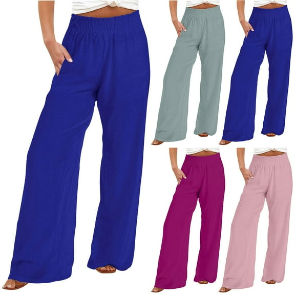 Fashion Sweatpants for Womens Elastic Waist Plus Size Loose Wide Leg Pants High Waist Straight Pants Casual Pants Save to 65% off!