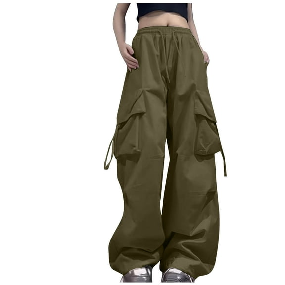Fashion Sweatpants for Womens Elastic Waist Plus Size Mid-waist Pocket Overalls Casual Pants In Spring And Summer Save to 65% off!