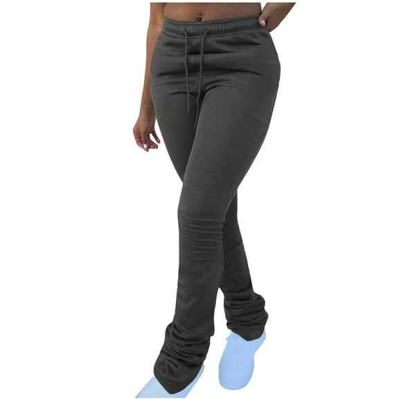 Fashion Sweatpants for Womens Plus Size Elastic Waist Solid Color Pocket Corset High-Waisted Sweatpants Long Pants Bleak Deal on Clearance!