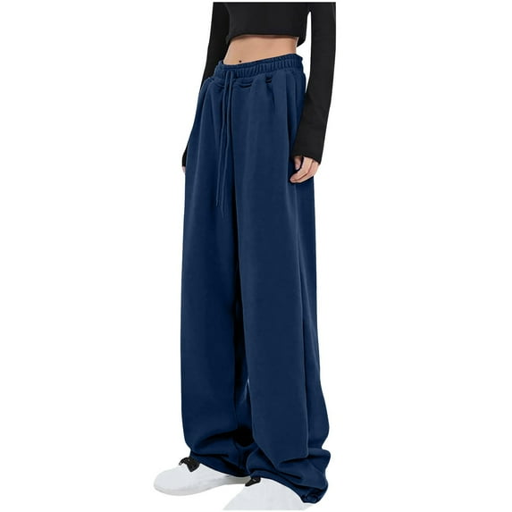 Fashion Sweatpants for Womens Plus Size Elastic Waist Spring/Summer Solid Color Mid-Waist Pocket Sweatpants Casual Pants 50% off Clearance!