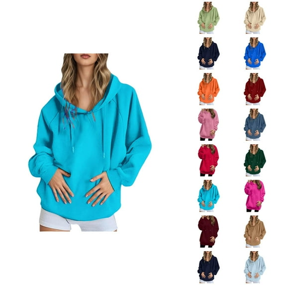 Fashion Sweatshirt Women's Solid Sweatshirt Women's Casual Pullover Hoodie Solid Color Raglan Sleeve Comfortable Sweatshirt Lightweight Warm Hooded Jacket For Everyday Wear